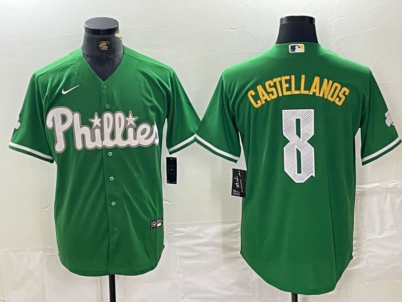 Men Philadelphia Phillies 8 Castellanos Green Fashion Edition Nike 2024 MLB Jersey style 1